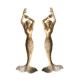 PAIR Large Mermaid Solid Brass Door Pull Handles – 15.5 Antique Style Heavy Front Door Handles – Left & Right Set