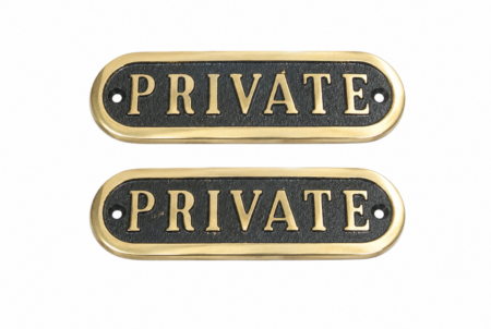 Set of 2 Solid Brass Private Signs Vintage Door Plaques Heavy Cast Brass Office Door Signs 115mm