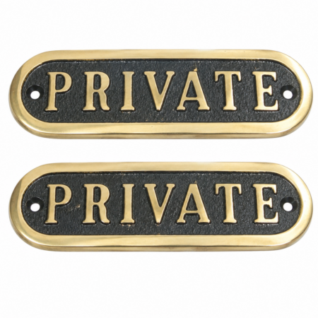 Set of 2 Solid Brass Private Signs Vintage Door Plaques Heavy Cast Brass Office Door Signs 115mm