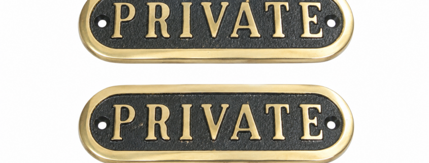 Set of 2 Solid Brass Private Signs Vintage Door Plaques Heavy Cast Brass Office Door Signs 115mm