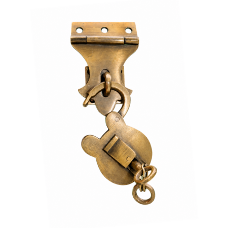 Small Solid Brass Hasp & Staple Latch with Padlock & 2 Skeleton Keys – Vintage Style Box Catch Lock