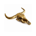 Small Buffalo Head Skull Solid Heavy Brass Wall Statue Horns Bull Cow Steer Decor 20cm