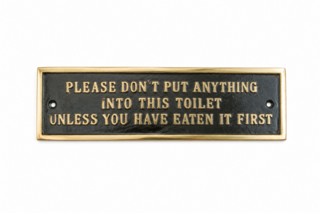 Solid Brass Toilet Sign Vintage Style Heavy Cast Brass Door Plaque 23cm