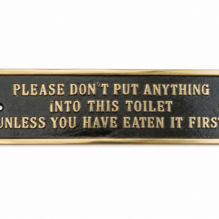 Solid Brass Toilet Sign Vintage Style Heavy Cast Brass Door Plaque 23cm