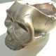 SKULL head ash tray solid pure BRASS SILVER PLATED vintage style collect 6" new day of the dead old patina hand made cast hollow day of the dead