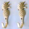 8 PINEAPPLE COAT HOOKS 4" small solid brass polished antiques vintage old style 100mm hook (Copy)