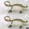 small heavy GECKO DOOR PULL 23 cm aged hollow solid pure brass vintage old style house handle 9 " gate house grab cast rustic hand made