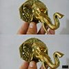 2 Polished ELEPHANT Door pull 10 cm handle hook trunk pure solid brass trunk door aged Ganesha Door Handle Vintage Patina 4" inches knob