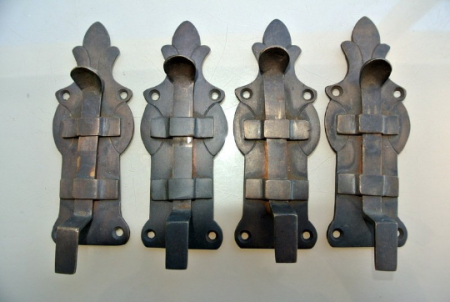 4 small BOLTS french old Antique style door furniture heavy solid brass flush 4.1/2" bronze patina