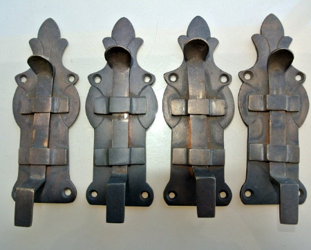 4 small BOLTS french old Antique style door furniture heavy solid brass flush 4.1/2" bronze patina