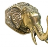 4 ELEPHANT shape WALL HOOK 4" BRASS old style look SCREW to wall trunk hang heavy green
