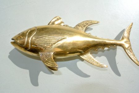 TUNA statue 23 cm aged heavy decoration stunning 9" hand made cute trophy yellow fin blue polished brassprice includes FREE FREIGHT world wide 6 to 10 days Solid Brass ( hollow inside ) heavy cast TUNA FISH BRASS display vintage style aged statue hand made 9 " inches long 230 mm x 110 mm high