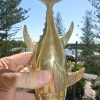 TUNA statue 23 cm aged heavy decoration stunning 9" hand made cute trophy yellow fin blue polished brass