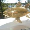 TUNA statue 23 cm aged heavy decoration stunning 9" hand made cute trophy yellow fin blue polished brass