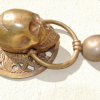 large round SKULL head ring pull 11.5 cm Handle pure brass 4" day of the dead door KNOCKER Bronze patina skull skeleton ring grab