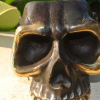 SKULL head ash tray solid pure BRASS vintage style collect 6" new day of the dead Bronze patina hand made cast hollow day of the dead