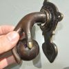 small hand fist ball front Door Knocker hand 6 " inches long fingers solid pure brass hollow 11 cm vintage old style aged hinged pull banger