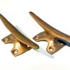 2 small CLEAT tie down heavy brass boat cars tieing rope hooks 4" cleats ship bronze natural oxidized patina
