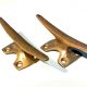 2 small CLEAT tie down heavy brass boat cars tieing rope hooks 4" cleats ship bronze natural oxidized patina