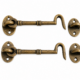 2 Medium Cabin Hooks Door Catch – 6" Solid Brass Vintage Style Heavy Duty Period Hook Latch Set