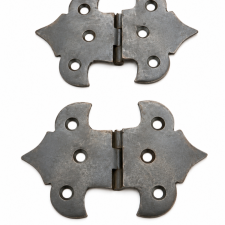 2 Small Offset Scallop Solid Brass Hinges Antique Style Cabinet Door Hinges