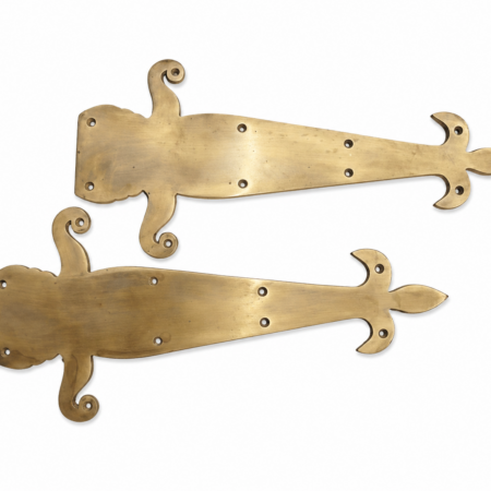 2 Solid Brass Fleur De Lis False Hinge Plates 12 Inch Decorative Door Hinge