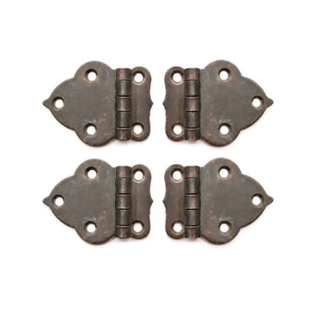 4 pieces small OFFSET hinges 2 vintage aged style solid Brass 5.5 cm DOOR heavy cabinets bronze oxidized patina