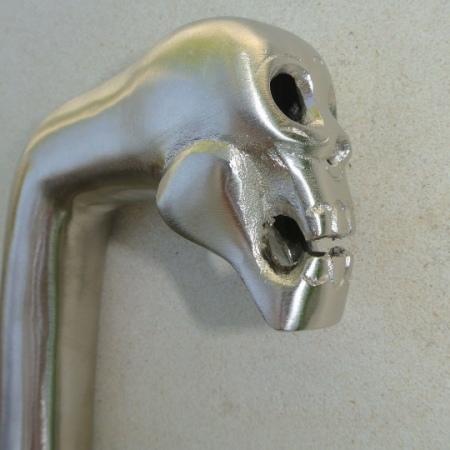 brass crutch SKULL head WALKING STICK hand Made end only 2 parts handle SILVER PLATED 5" day of the dead (Copy)