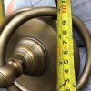 2 large round handle ring pull solid brass heavy old vintage asian style DOOR 4" bronze patina heavy bolt fix
