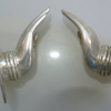 2 used small Buddha Pulls hooks knob handle Fingers silver brass door old style open HAND knobs back plate 2.1/4"
