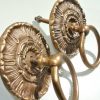 4 handle ring pull flower solid brass heavy old vintage asian style DOOR 3.1/2" bronce patina cast heavy solid brass