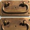2 large BOX HANDLES 13 cm chest brass trunk old age style 5" solid BRASS natural bronze patina blanket gate door barn pulls lift lock