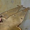 2 medium 12" inch false "FLEUR de lis" hinges PLATES solid Brass DOORS BOX 30 cm long Bronze oxidised natural patina
