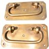 2 large BOX HANDLES 13 cm chest brass trunk old age style 5" solid BRASS natural bronze patina blanket gate door barn pulls lift lock