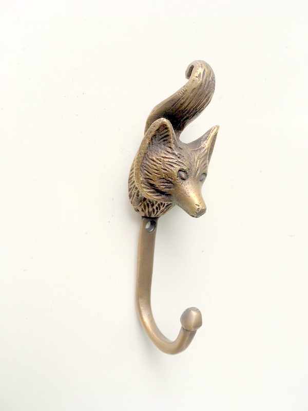 small version old style Vintage 11 cm FOX Head 4.1/4 Solid Brass hook  Antique Strong Wall Mount Coat Hat Hook old vintage style hand made pure  brass