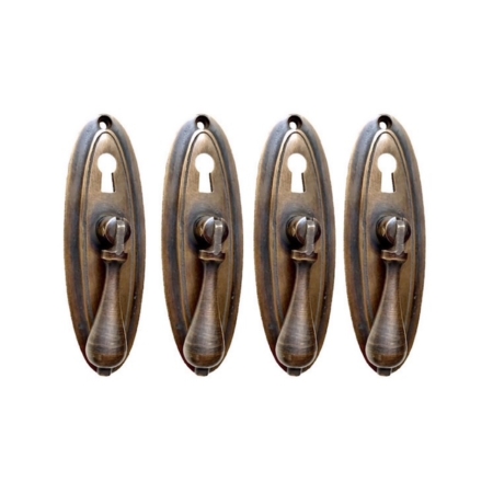 4 Small Antique Drop Pull Handles, Solid Brass Drawer Pulls, Watson 6929F Style, 82mm 3.1/4"