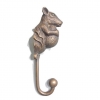 4 SQUIRREL HOOK 6.1/2 " long aged solid real heavy BRASS old vintage style natural hand made heavy 16 cm hanger screw