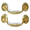 4 small polished bale BOX lift up drawer pull handles bale 100 mm centre to centre or 4 " HANDLE HEAVY Made from solid brass lift up trunk