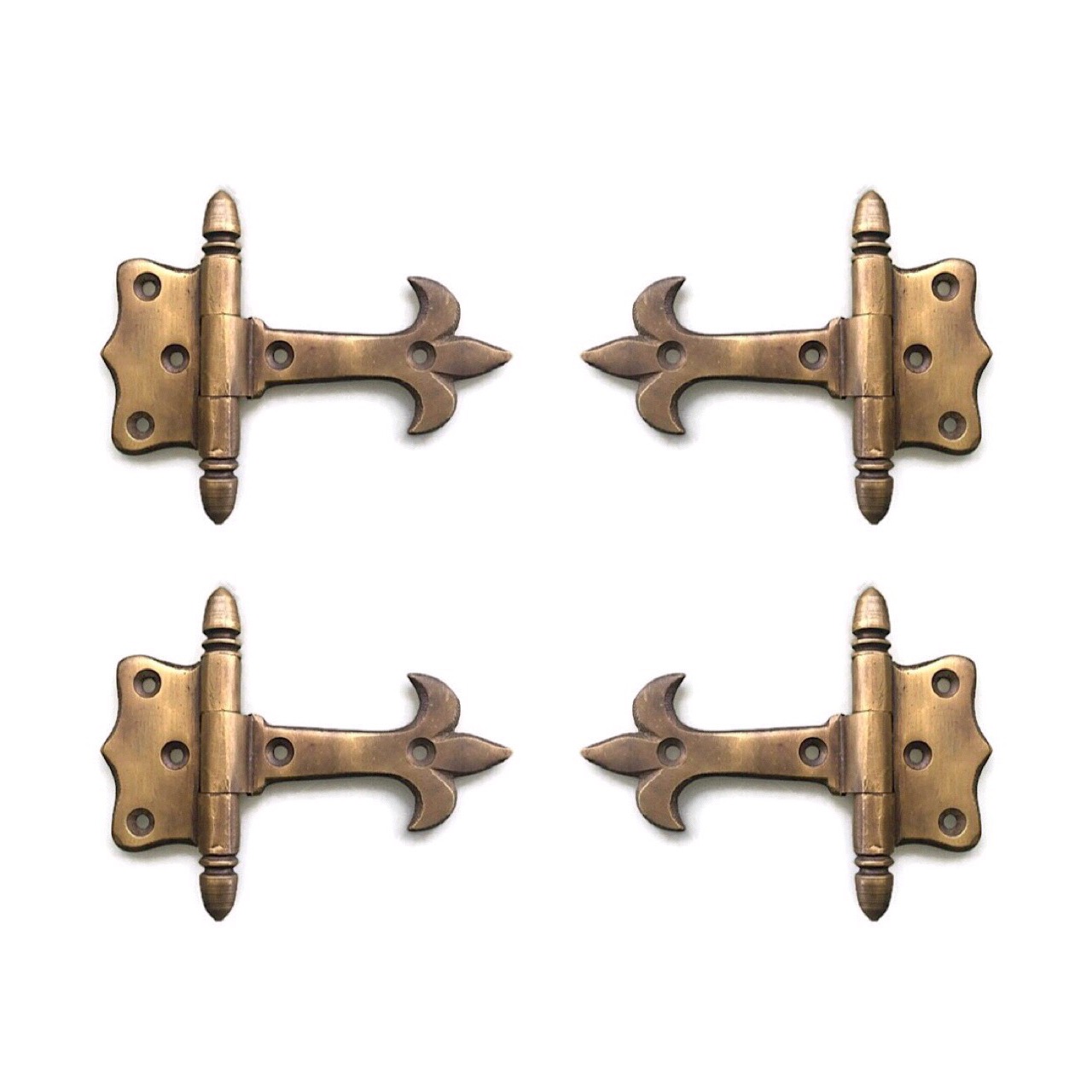 8 solid Brass DOOR small hinges vintage age antique style aged 100% ...