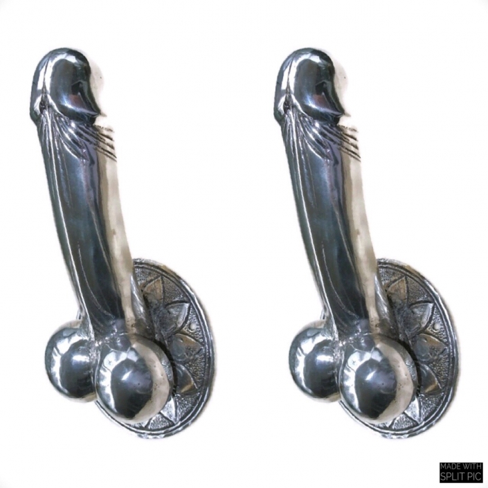 2 Large Penis 23 Cm Door Pull Or Hook Hand Made Brass 9 Handle