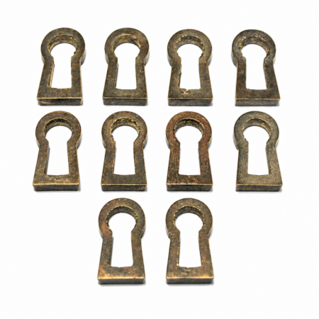 10 Brass Recessed Key Hole Covers 19mm Antique Escutcheon Vintage Watson Brass 1612F