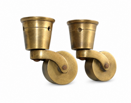 2 Large Solid Brass CUP Castors Wheels Antique Style Furniture Chair Table Castors 9cm