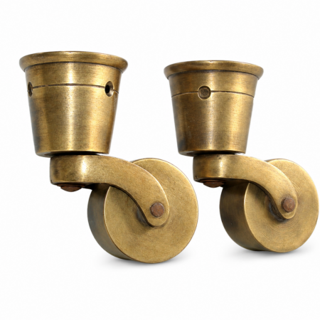 2 Large Solid Brass CUP Castors Wheels Antique Style Furniture Chair Table Castors 9cm