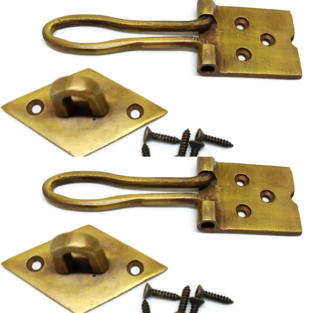 2 Small HASP & STAPLE box door cupboard Padlock solid pure brass heavy ...