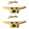 4 small 4 " rustic basic quality CLEAT tie downs solid heavy 100% brass boat cars tieing rope hooks hand made ship 4" 10 cm