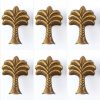 6 small aged bronze patina 2.1/2" palm tree KNOBS small solid brass antiques vintage old style 6 cm
