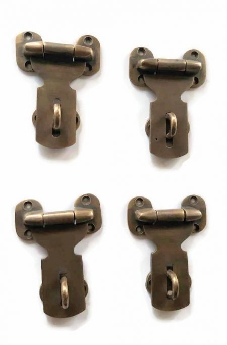 4 heavy Small catch hasp latch vintage style BOX antiques 3" solid 100% brass bronze patina cast 7.5 cm