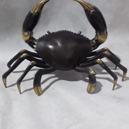 Amazing BIG aged MUD CRAB 38 cm wide blue swimmer solid heavy brass pattern heavy 15" inch statue natural brass 2 colour antique finish