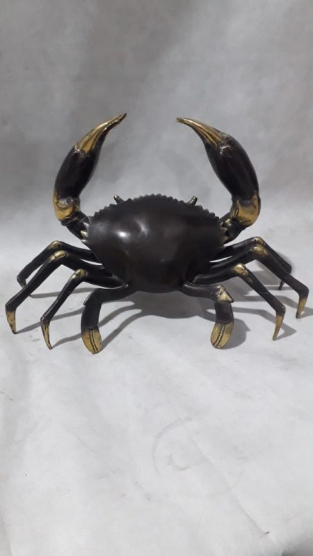 Amazing BIG aged MUD CRAB 38 cm wide blue swimmer solid heavy brass pattern heavy 15" inch statue natural brass 2 colour antique finish