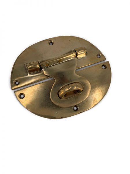 POLISHED BRASS heavy latch vintage style house BOX antiques box catch hasp DOOR heavy 5" OVAL 12.5 cm hasp and staple
